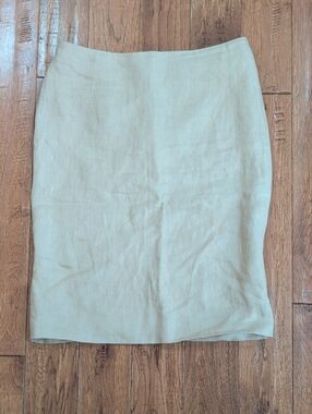 Valentino Linen Flax Tan Pencil Skirt